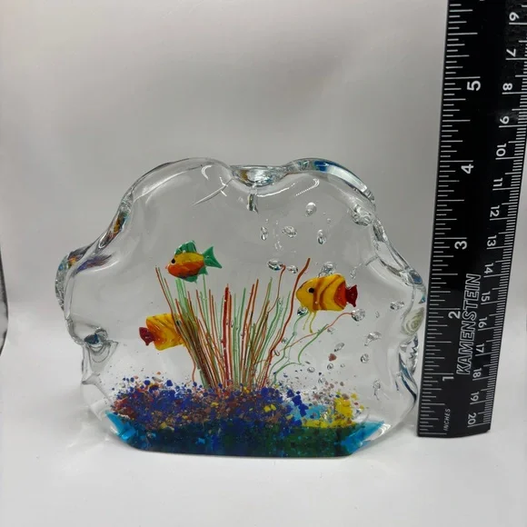 Murano Glass Multi Color Paperweight Fish Aquarium - Picture 3 of 12